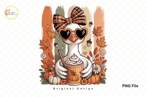 Download Pumpkin Spice Coffee Fall Cute Goose PNG - Fall Collection