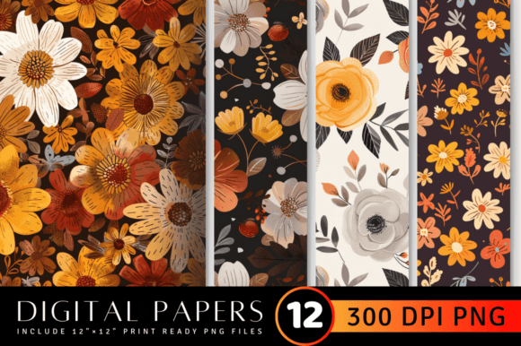Download Boho Fall Cute Flowers Pattern - Fall Collection