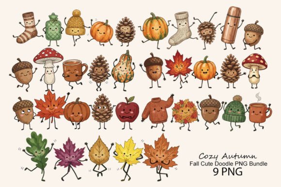 Download Cozy Autumn Fall Cute Doodle PNG Bundle - Fall Collection