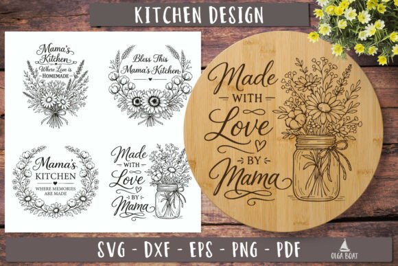 Download Mama Kitchen Floral SVG Cutting Board - Kitchen Collection