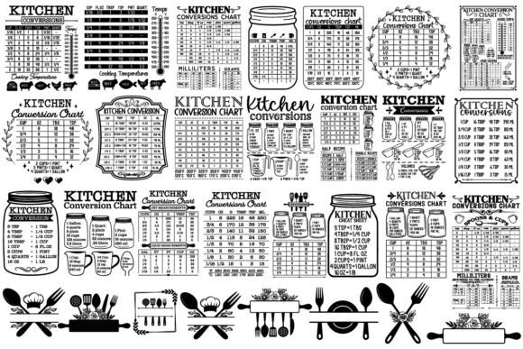Download Kitchen Conversion Chart SVG Bundle - Kitchen Collection