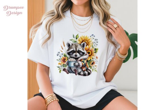 Download Cute Raccoon Fall Flowers PNG Clipart - Fall Collection