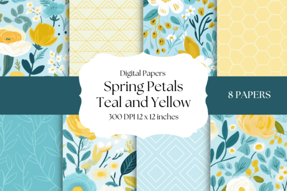 Download Spring Petals - Teal and Yellow - Petals Collection