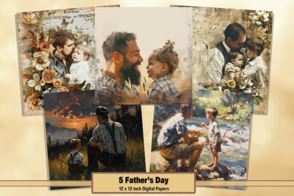 Download Vintage Fathers Day Digital Paper Pack 5 - Fathers day Collection