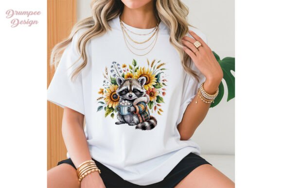 Download Cute Raccoon Fall Flowers PNG Clipart - Fall Collection