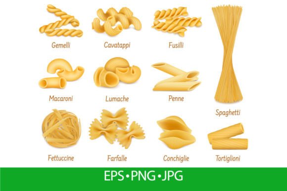 Download Realistic Pasta Types, Farfalle, Spaghet - Fall Collection