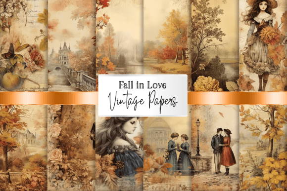 Download Vintage Fall Scrapbooking Papers - Fall Collection